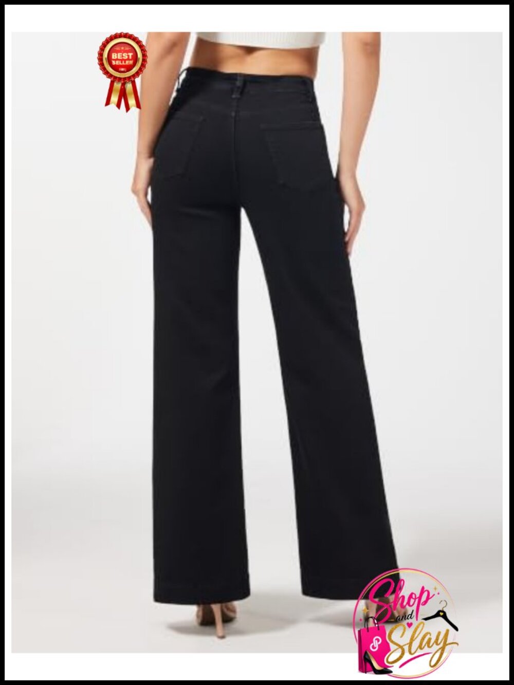 Women's Wide Leg High Rise Stretch Jeans Five Pocket Loose Fit